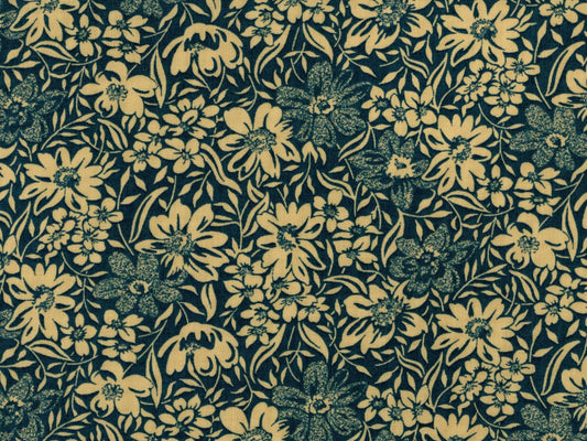 Teal Floral Cotton Fabric