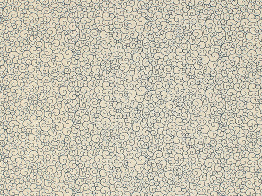 Vintage Style Blue Swirl Cotton Fabric