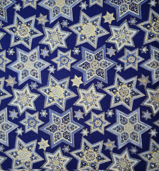 25 Blue Snowflake Stars 10" pre-cut cotton fabric