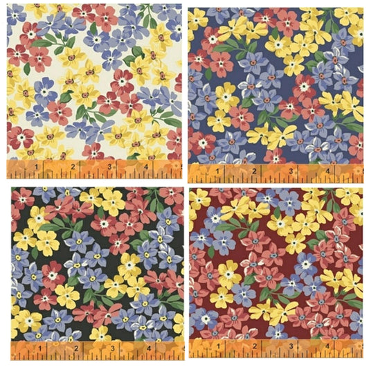 Country Floral Flannel Fabric: Pemberley Collection by Windham