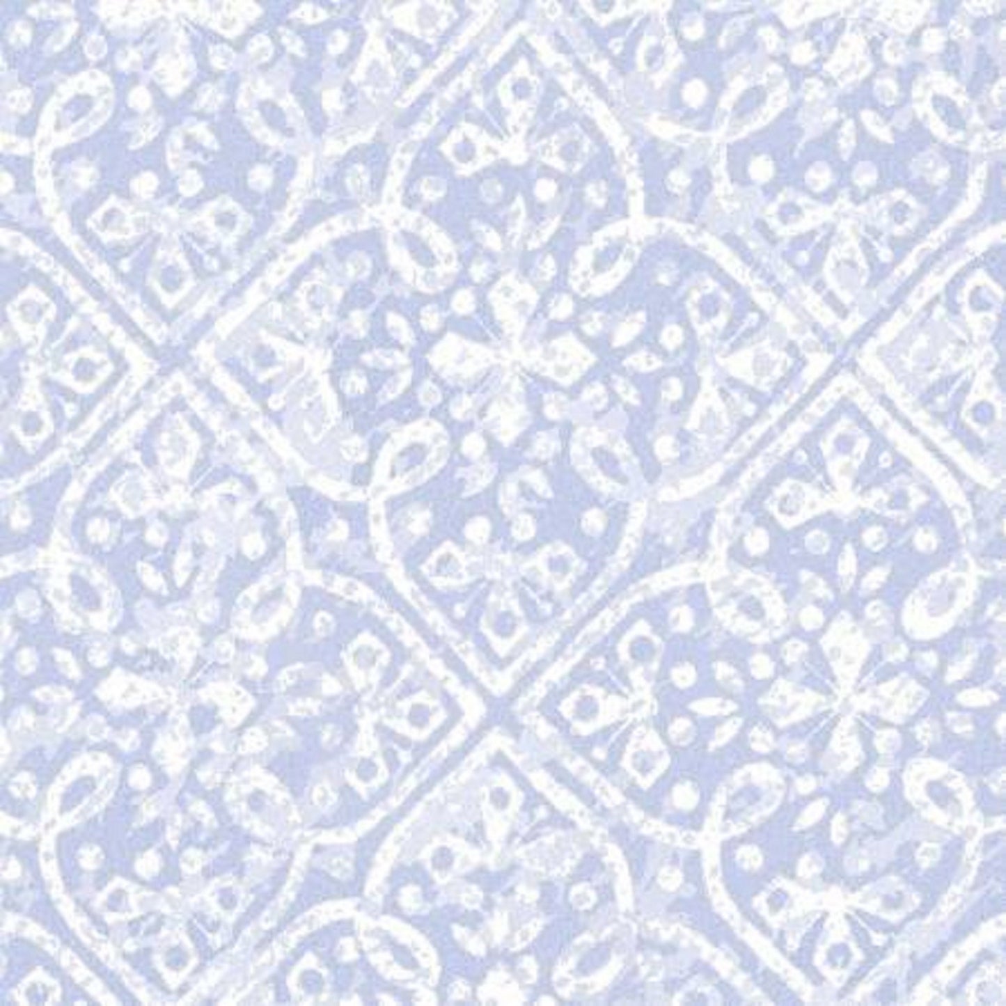 Blue and White Geometric Fabric, Silver Metallic Fabric