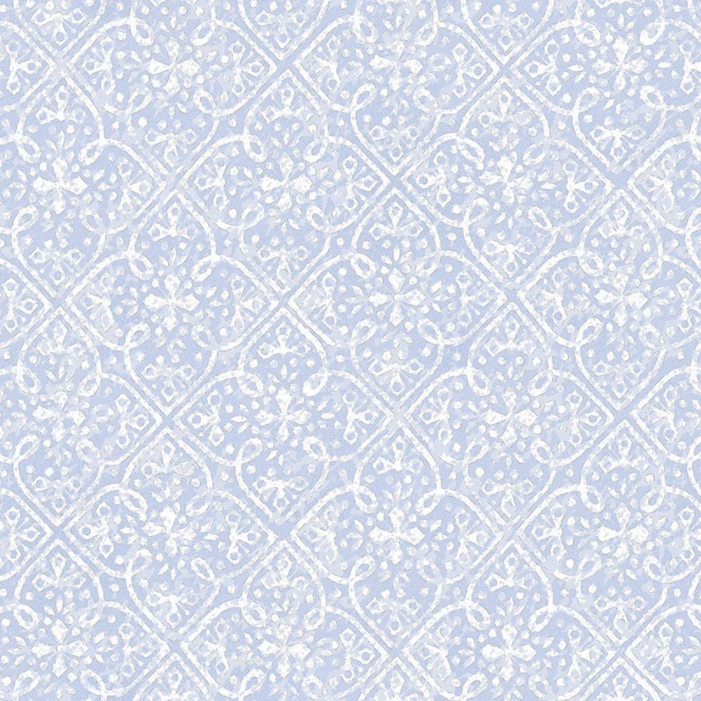 Blue and White Geometric Fabric, Silver Metallic Fabric
