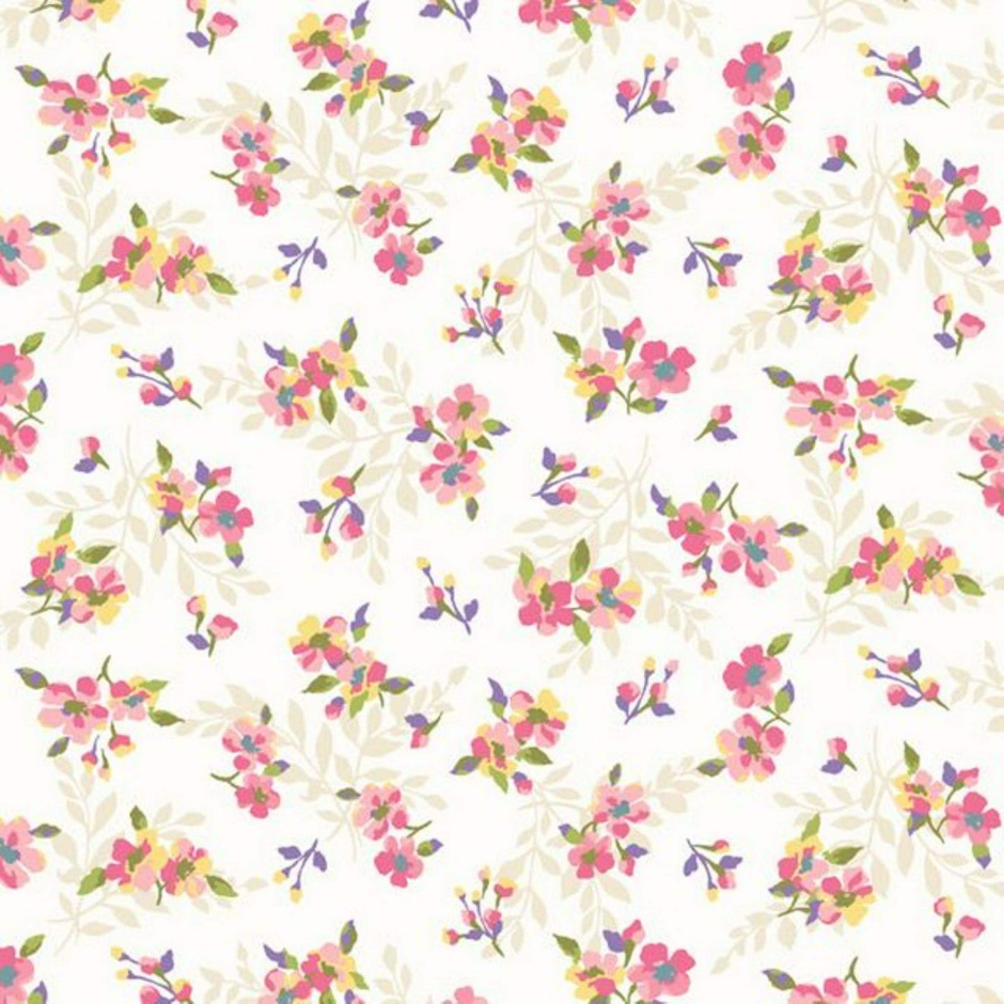 Pink Floral Quilt Cotton Fabric
