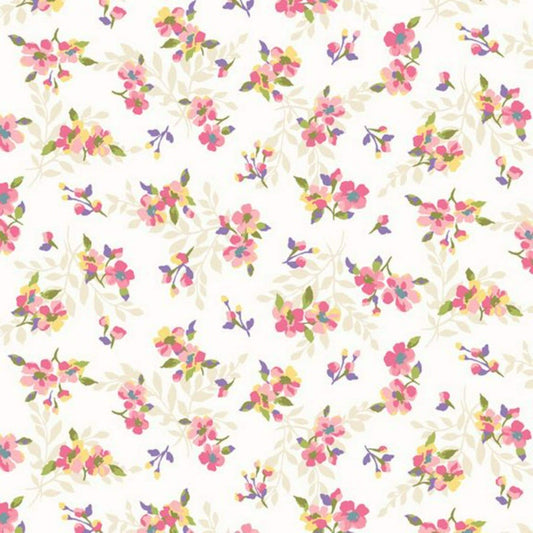 Pink Floral Quilt Cotton Fabric