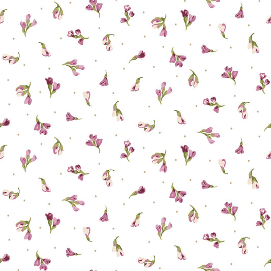 Plum Flower Bud Cotton Quilt Fabric