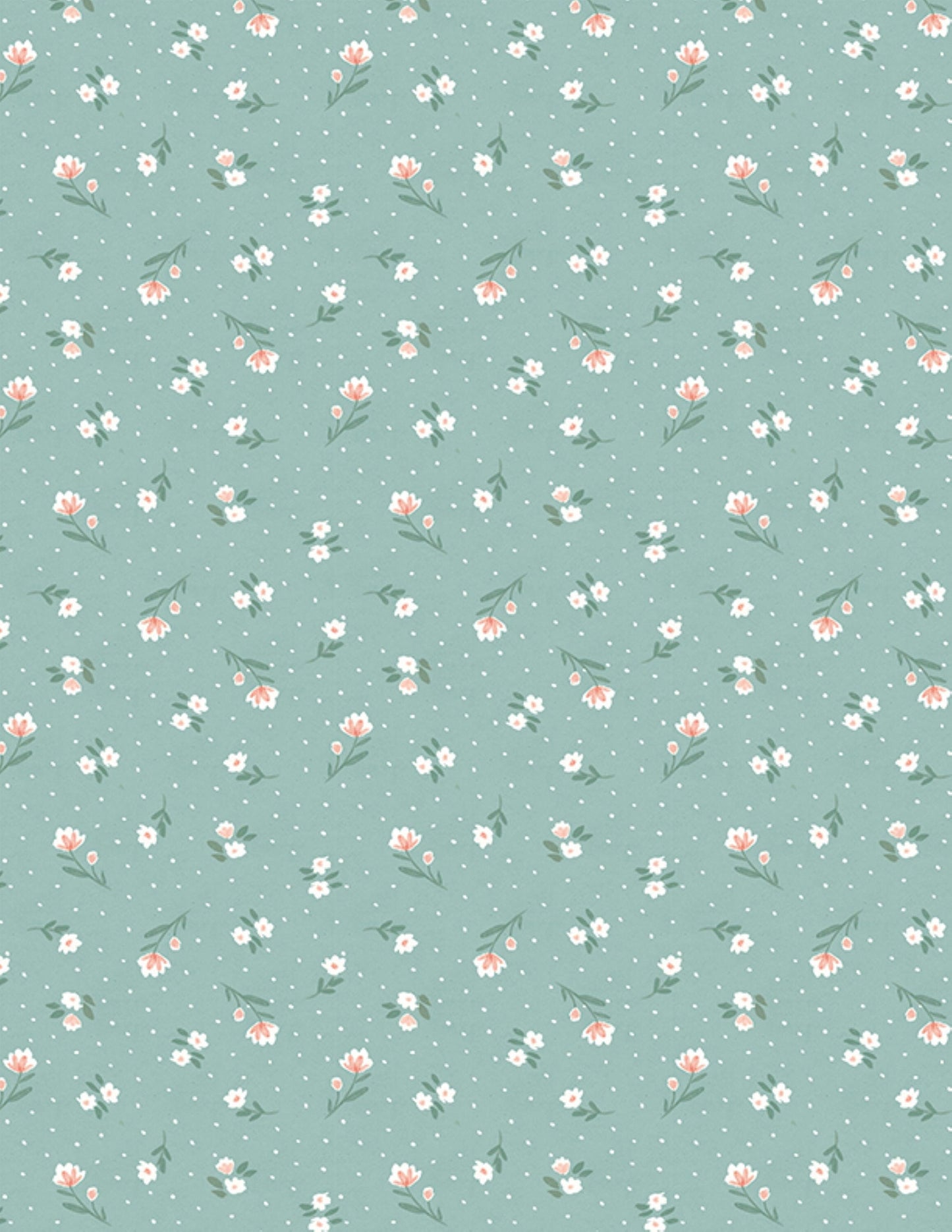 Fresh and Sweet Green Floral Cotton