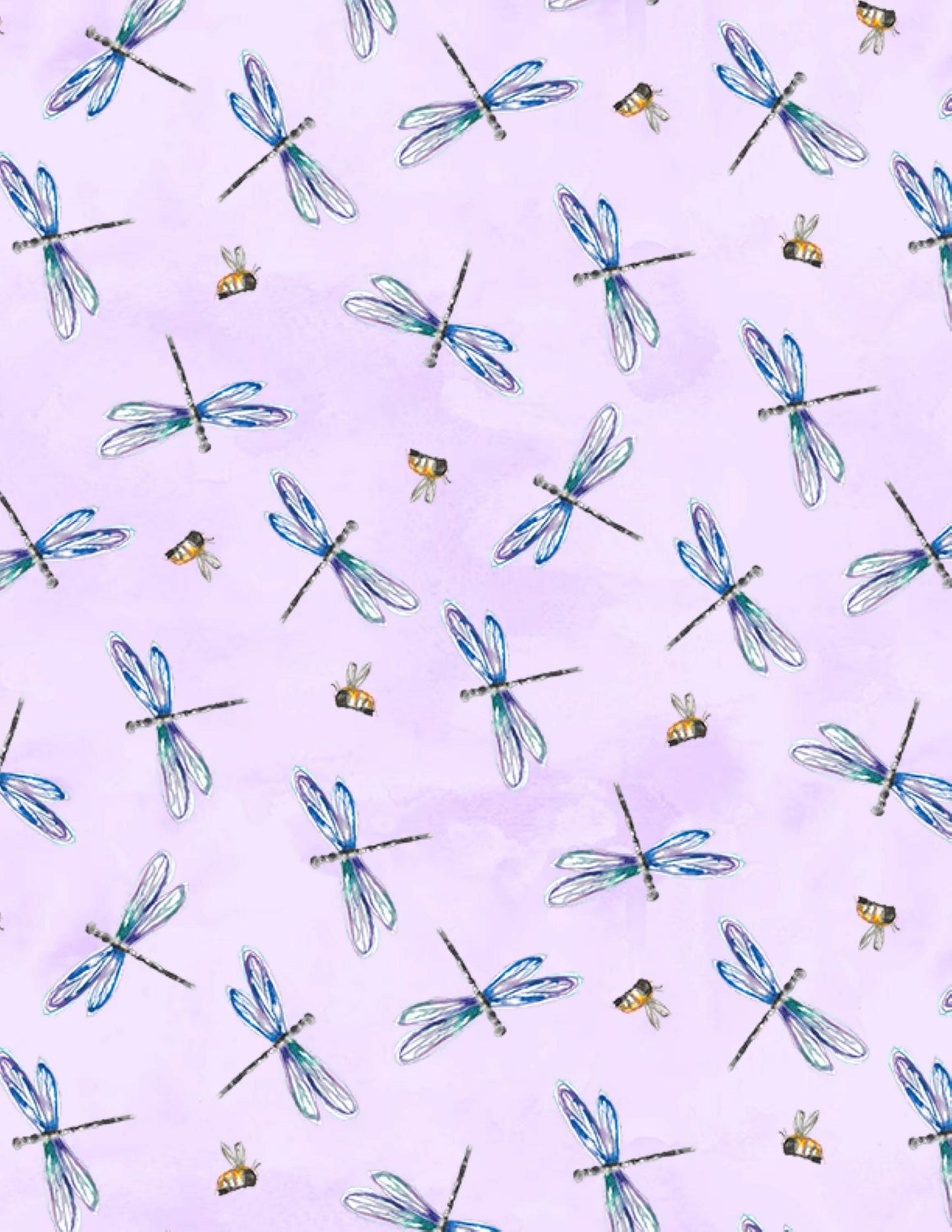 Purple Dragonfly Cotton Quilt Fabric.