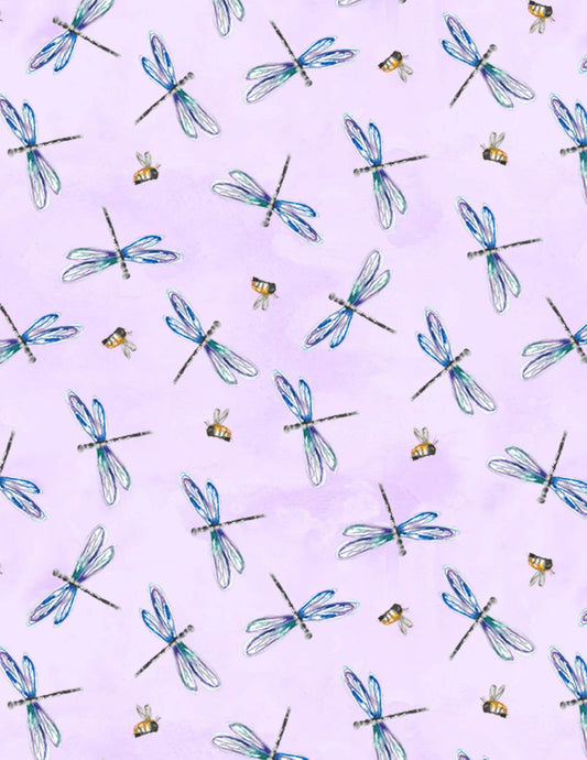 Purple Dragonfly Cotton Quilt Fabric.