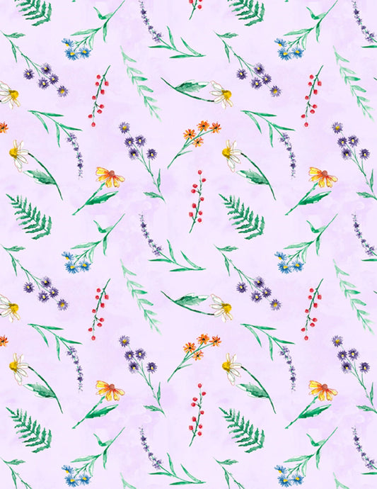 Light Purple Wildflower Fabric - Fanciful Flight by Lori Siebert