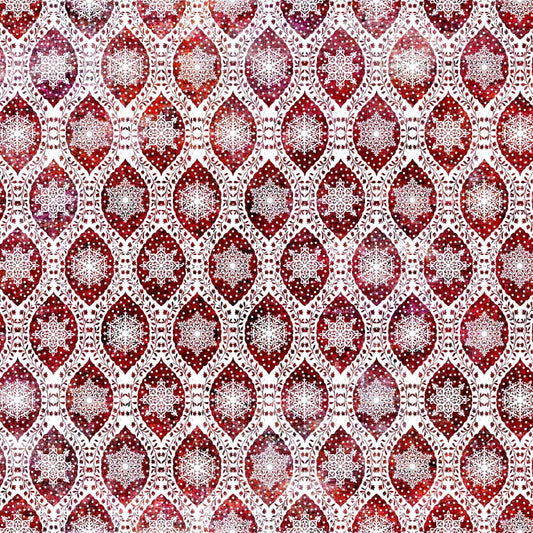 Red Snowflake Cotton Fabric - Nature's Winter by Jason Yenter