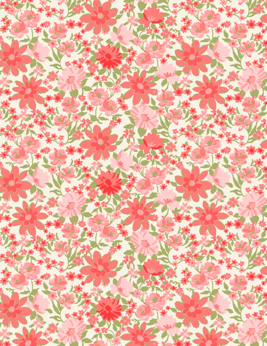 Sentiments Packed Floral Cream Cotton Quilt Fabric