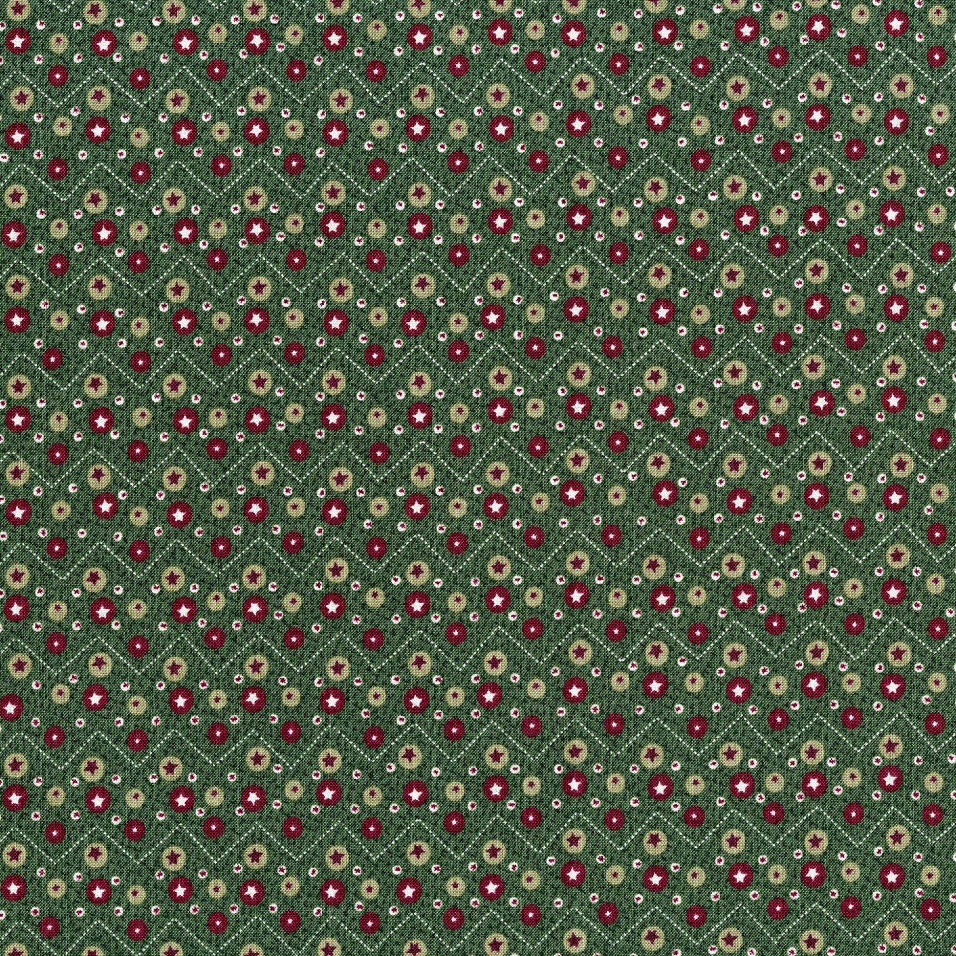 Green Chevron Cotton Quilt Fabric.