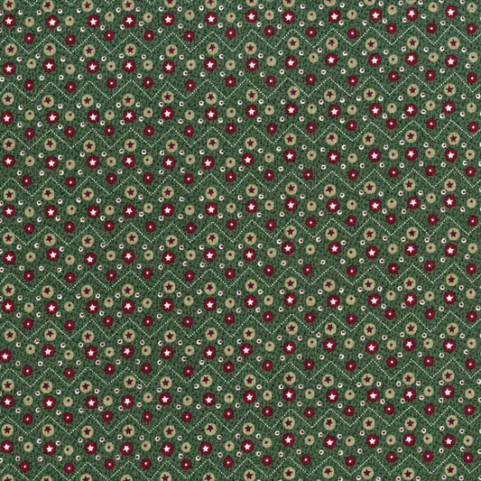 Green Chevron Cotton Quilt Fabric.
