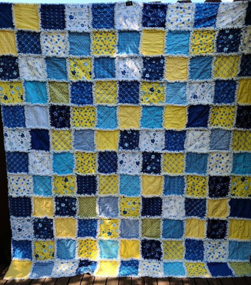 Custom Rag Quilt Comforter: Cotton Flannel Bedspread, Made to Order
