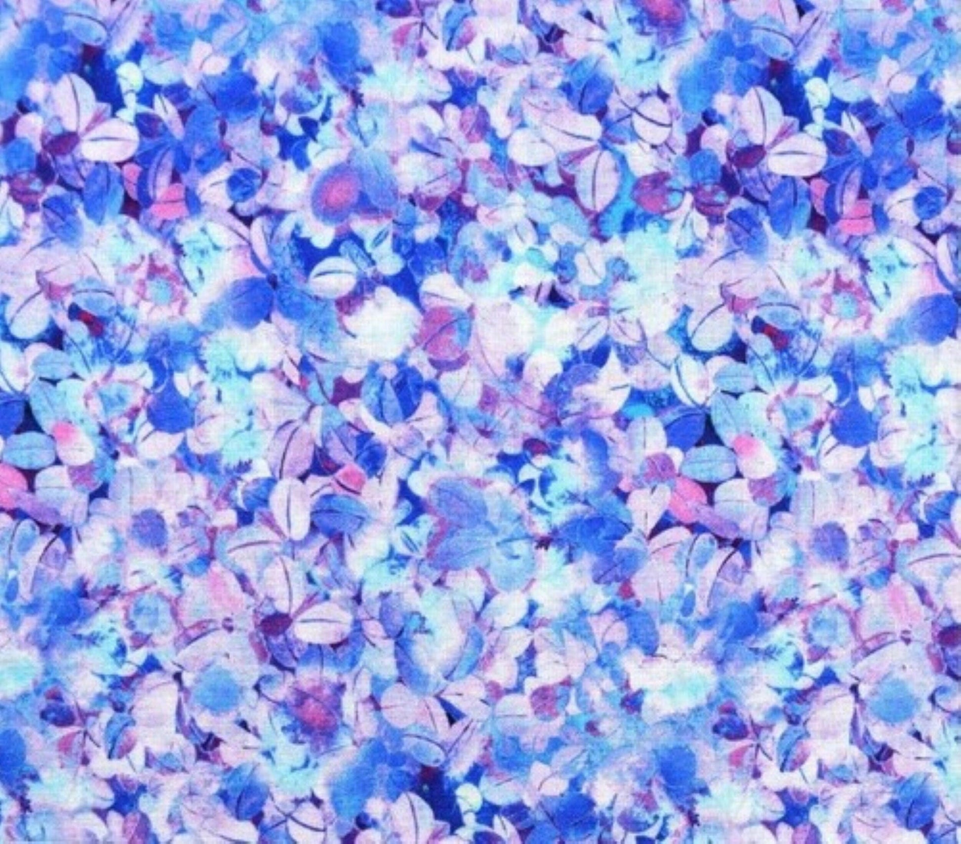 Lilac Mystic Leaves Blender Cotton Fabric by Oasis Prints.