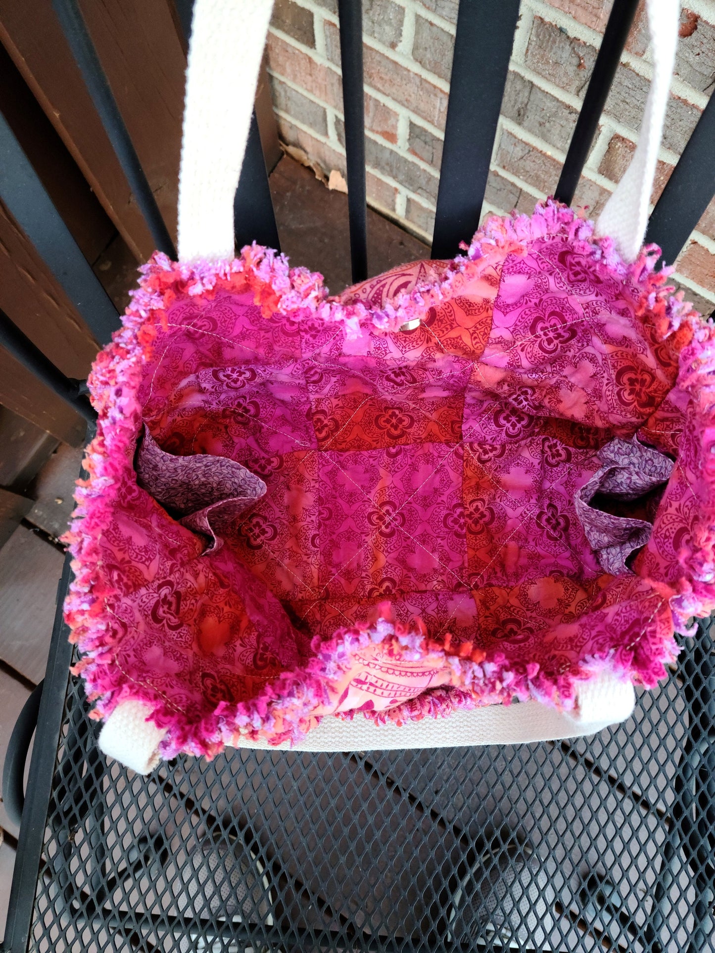 Magenta and Orange Rag Quilt Purse