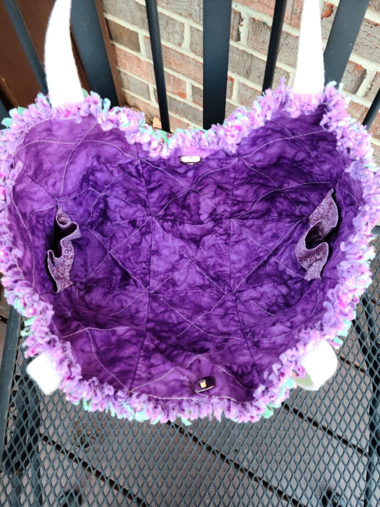 Butterfly Green and Purple Rag Quilt Purse