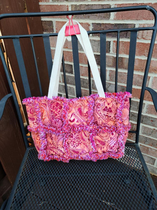 Magenta and Orange Rag Quilt Purse