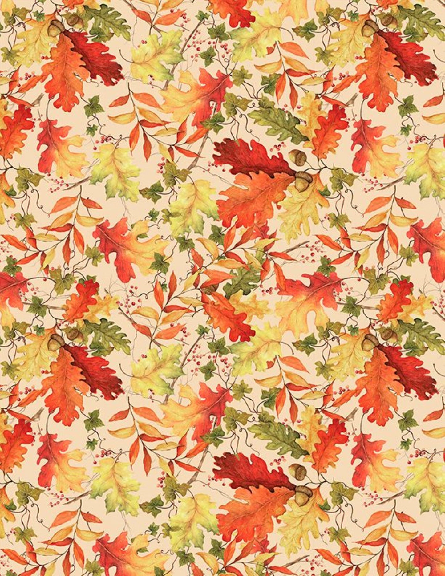 Fall Leaves Fabric  Gnome-kin Patch Collection by Susan Winget, 100% Cotton