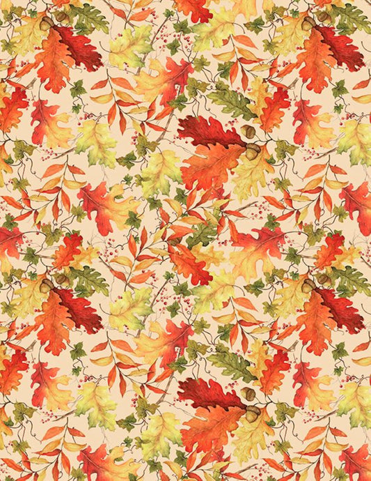 Fall Leaves Fabric  Gnome-kin Patch Collection by Susan Winget, 100% Cotton
