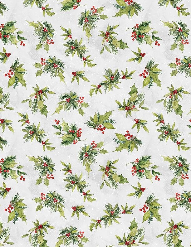 Holly & Evergreen Sprigs Quilt Cotton