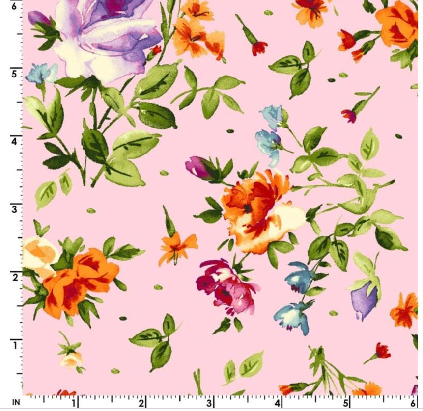 Bloom On Cotton Fabric on Pink  Background