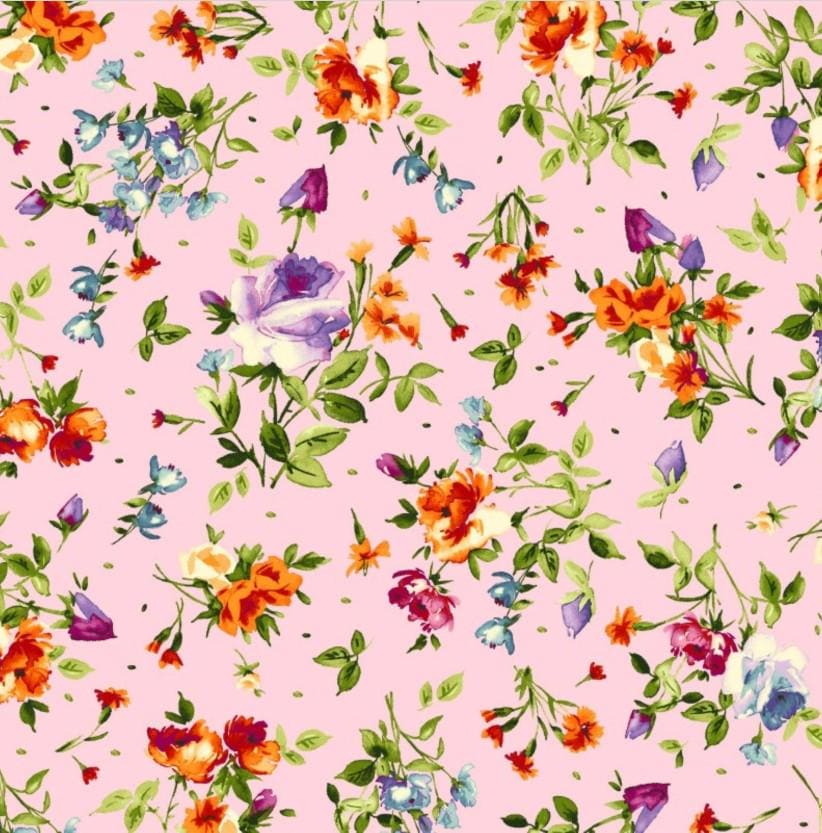 Bloom On Cotton Fabric on Pink  Background