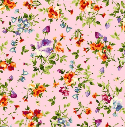 Bloom On Cotton Fabric on Pink  Background