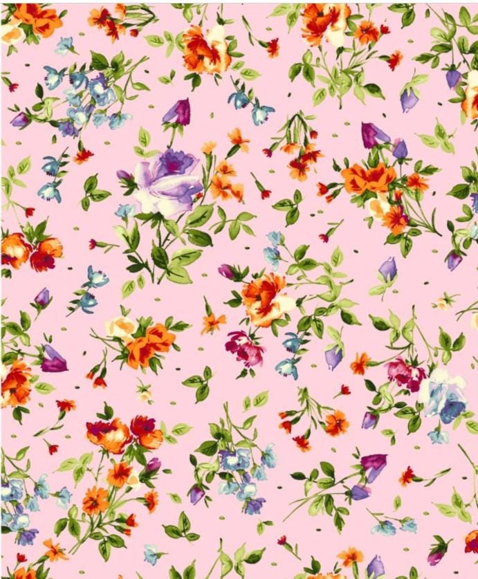 Bloom On Cotton Fabric on Pink  Background