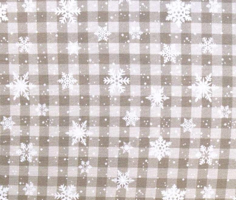 Michael Miller Oh Deer Country Snowflakes Tan Plaid 100% Cotton Fabric