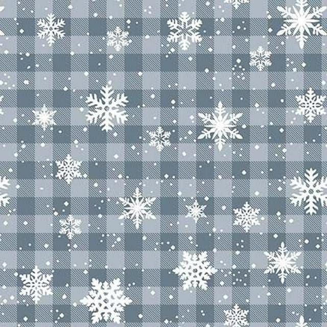 Michael Miller Oh Deer Country Snowflakes Gray Plaid 100% Cotton Fabric