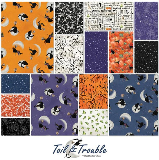 Halloween Witch Fabric Squares: Glow-in-the-Dark Quilting Cotton