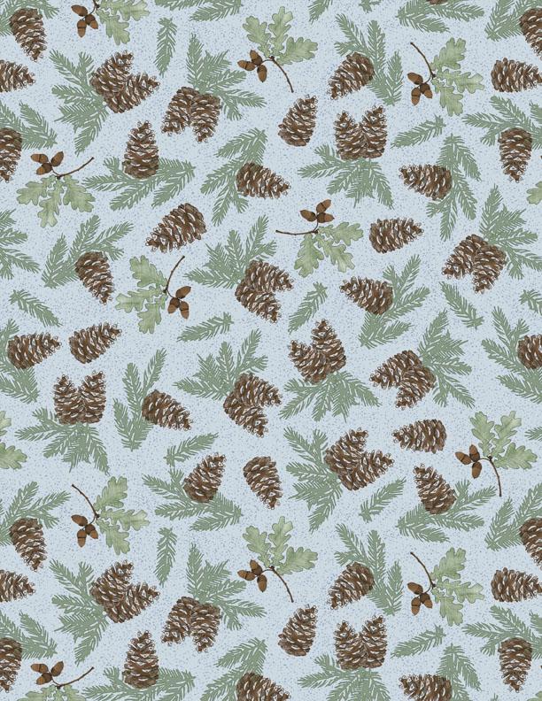 Timberline Trails  Tossed Pinecones & Leaves Fabric by Wilmington Prints