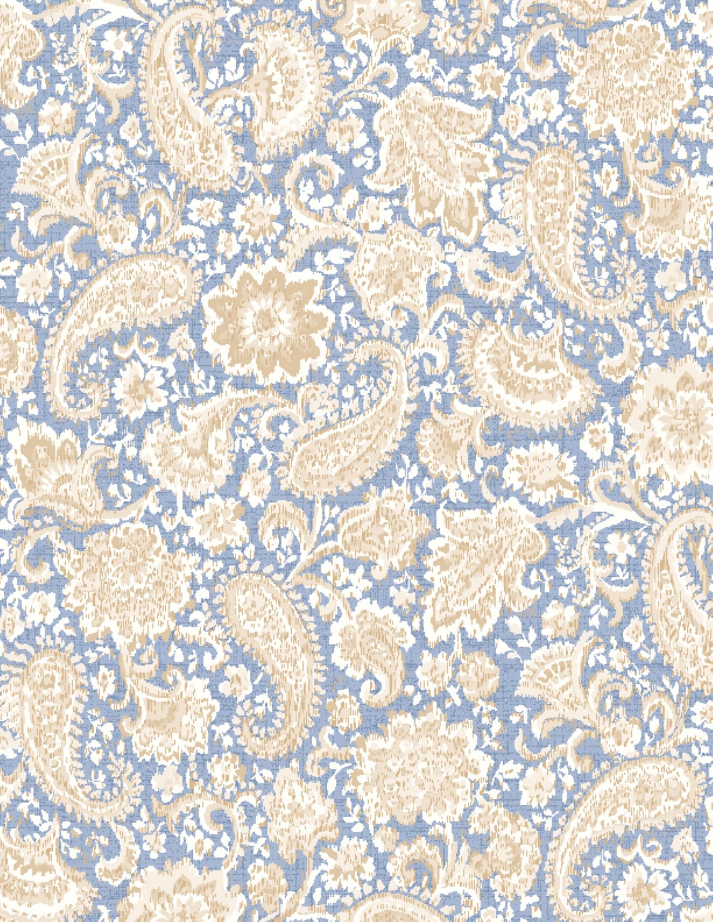 Radiance Collection  Cream & Light Denim Floral Paisley by Kaye England for Wilmington Prints