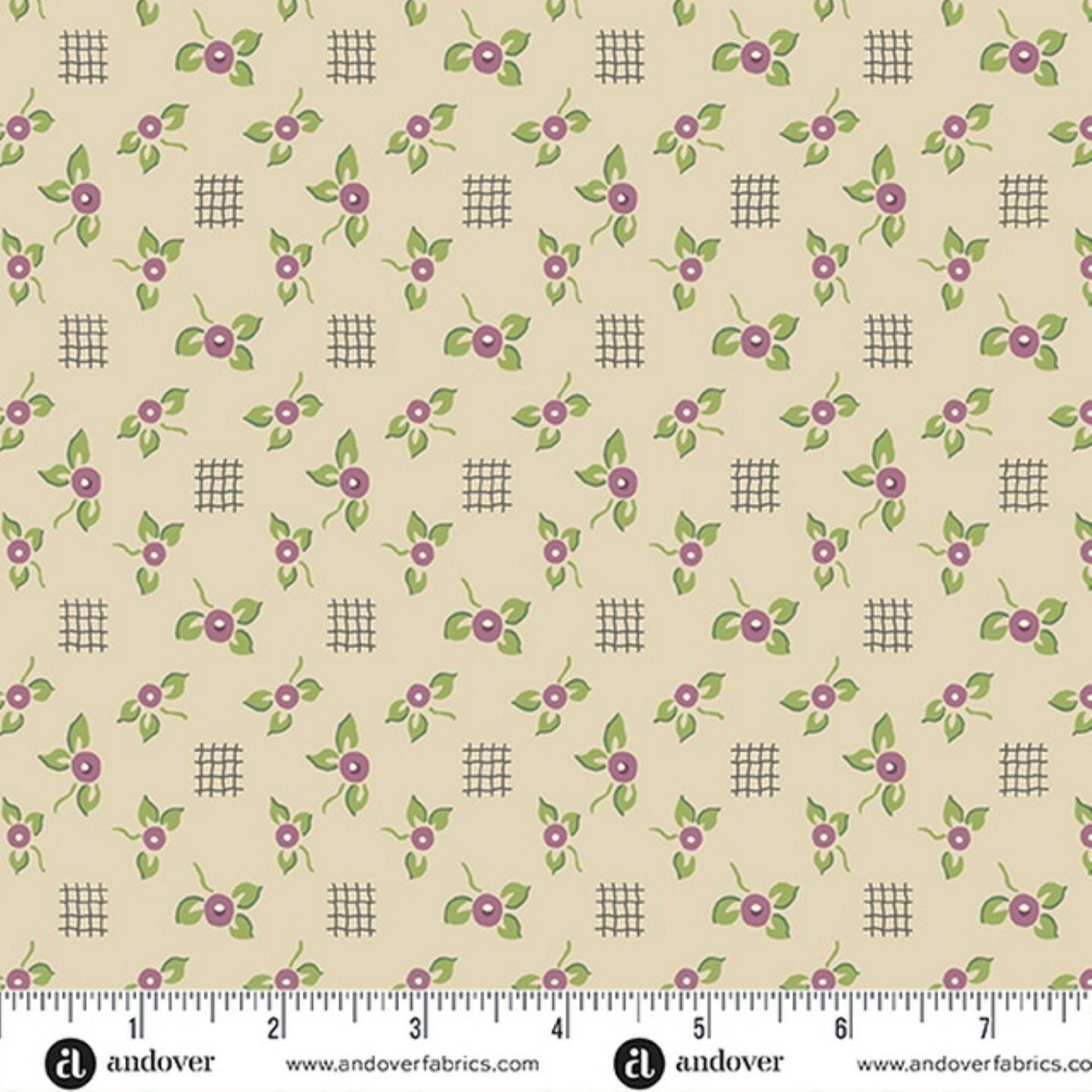 Fruity  Rambling Rose Collection by Andover Prints | Plum Fruit on Cream Vintage Cotton Fabric