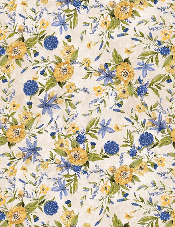 Morning Serenade  Sunny Floral Fabric by Susan Winget for Wilmington Prints | 100% Cotton