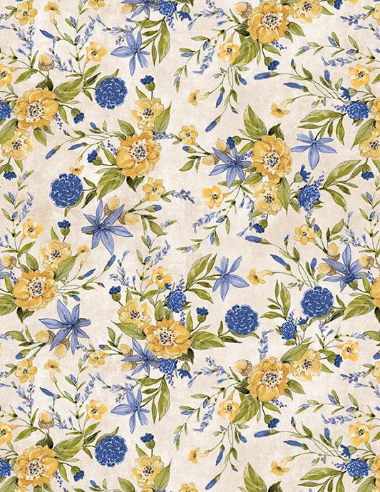 Morning Serenade  Sunny Floral Fabric by Susan Winget for Wilmington Prints | 100% Cotton