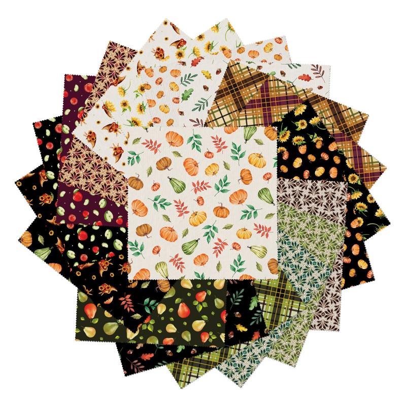 Autumn Fabric Squares: Harvest Beginnings 10" Cotton Precuts (42 pcs)