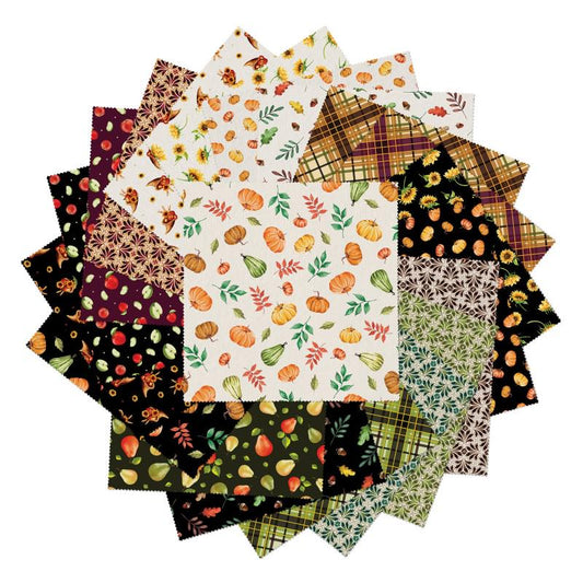 Autumn Fabric Squares: Harvest Beginnings 10" Cotton Precuts (42 pcs)