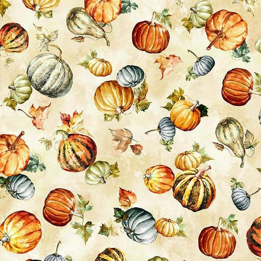 Pumpkin Field Fabric by Michael Miller  Fall Harvest Cotton with Pumpkins
