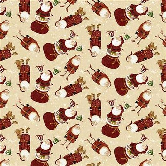 Gingerbread Christmas Fabric by Clothworks  Santa  Digital Print Cotton for Quilting & Crafts