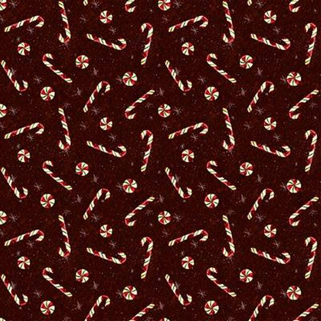 Gingerbread Christmas Fabric by Clothworks  Holiday Quilting Cotton with Candy Canes