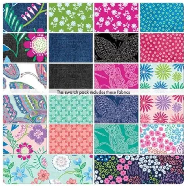 Blooming Denim by Cherry Guidry 10 inch precut fabric by Benartex