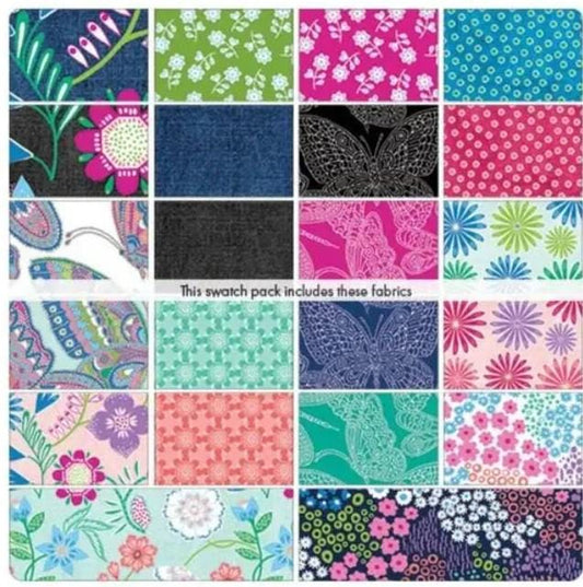 Blooming Denim by Cherry Guidry 10 inch precut fabric by Benartex