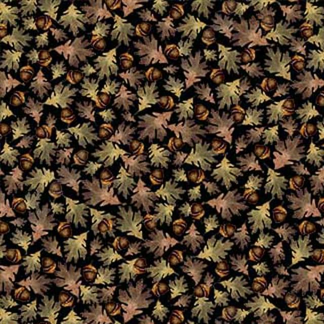 Woodland Leaves & Acorns Fabric by Michael Miller  Chocolate Brown Nature-Themed Cotton with Acorns Leaves