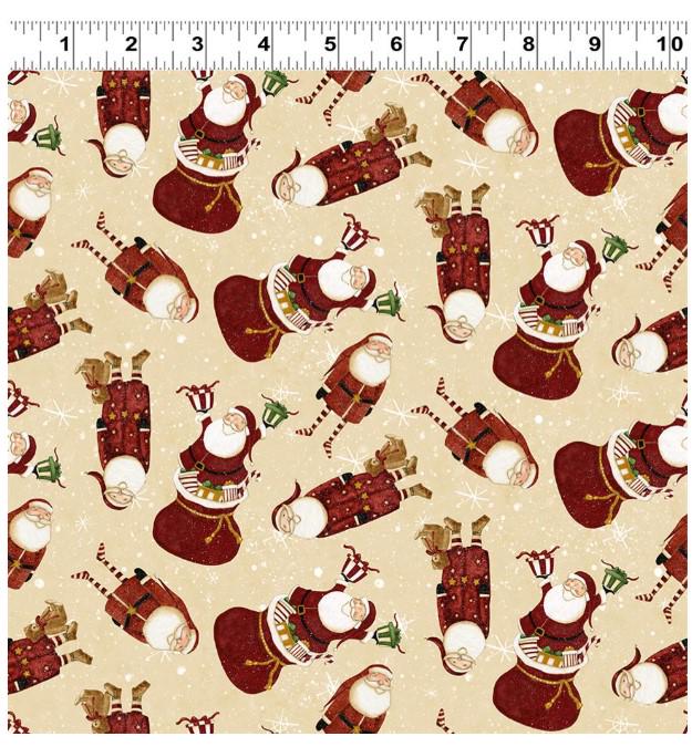 Gingerbread Christmas Fabric by Clothworks  Santa  Digital Print Cotton for Quilting & Crafts