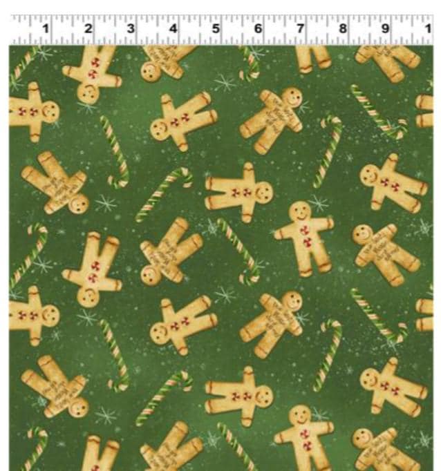 Gingerbread Christmas Fabric by Clothworks  Holiday Quilting Cotton with Cookies