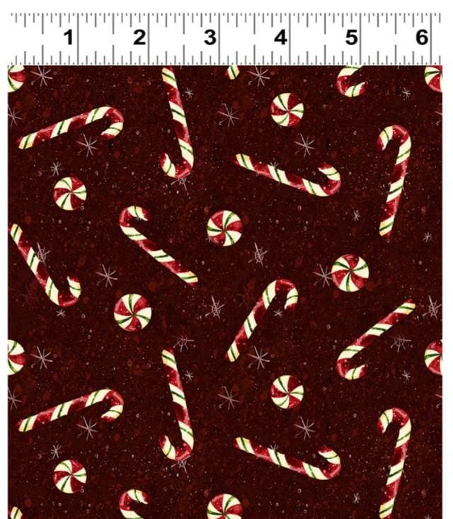 Gingerbread Christmas Fabric by Clothworks  Holiday Quilting Cotton with Candy Canes