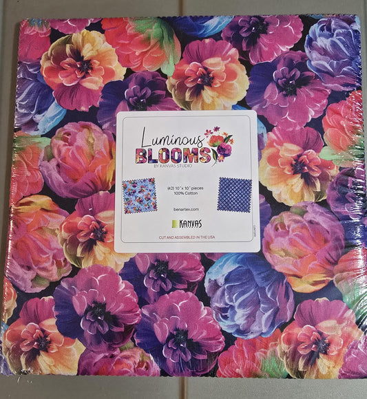 Luminous Blooms by Kanvas for Benartax Fabric- 10 inch square precuts - 42 pieces