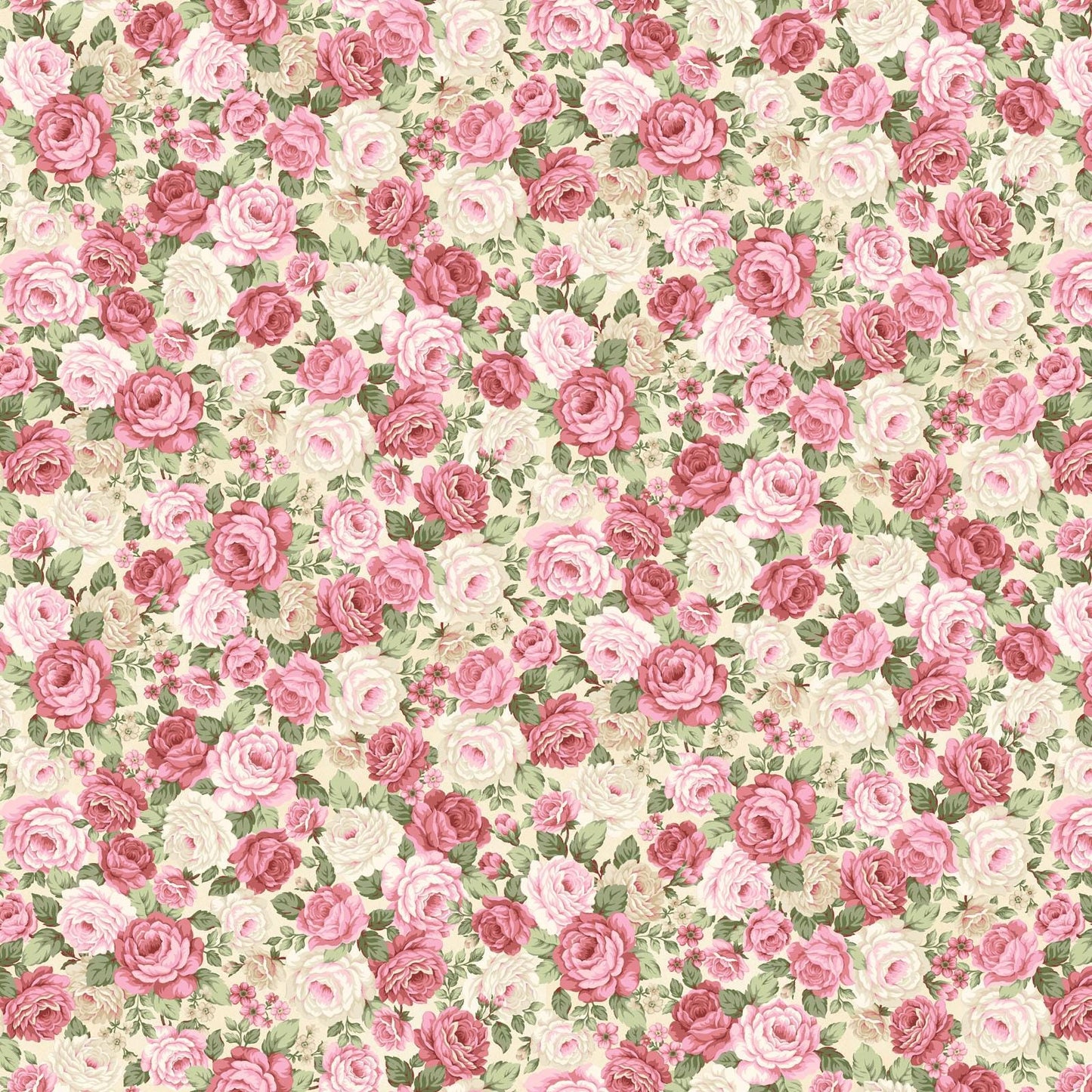 Victorian Rose Cotton Fabric: My Victorian Garden Collection by Henry Glass